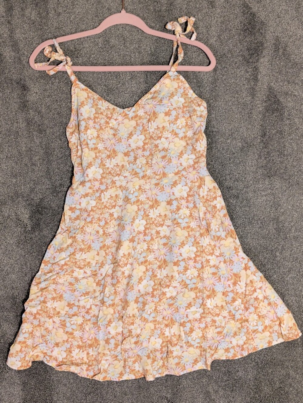 GAP Peach Floral Tie-Shoulder Mini Dress